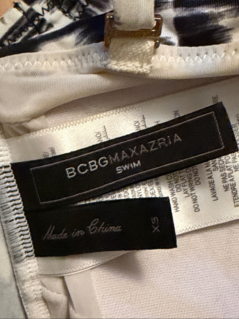 BCBGMaxAzria Black & White Bandeau Swim Top with Gold Accent - Picture 5 of 5